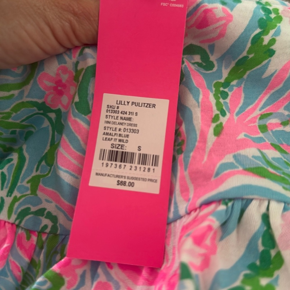 NWT Lilly Pulitzer Kids mini Delaney Dress Amalfi Blue Leaf it Wild Small - Picture 3 of 7